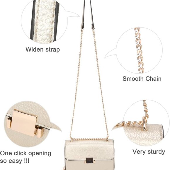 Square Shoulder Bags for Women Chain Strap Crossbody Bag Medium Leather Evening - Picture 4 of 8